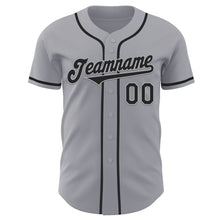 Load image into Gallery viewer, Custom Gray Black Authentic Baseball Jersey