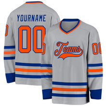 Load image into Gallery viewer, Custom Gray Orange-Royal Hockey Jersey