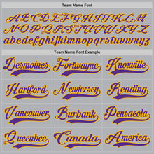 Load image into Gallery viewer, Custom Gray Purple-Gold Hockey Jersey