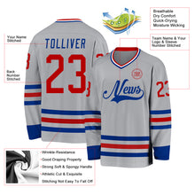 Load image into Gallery viewer, Custom Gray Red-Royal Hockey Jersey