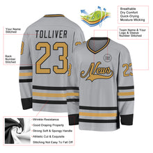 Load image into Gallery viewer, Custom Gray Old Gold-Black Hockey Jersey