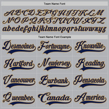 Load image into Gallery viewer, Custom Gray Navy-Old Gold Hockey Jersey