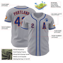 Load image into Gallery viewer, Custom Gray Royal-Orange Authentic Baseball Jersey