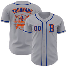 Load image into Gallery viewer, Custom Gray Royal-Orange Authentic Baseball Jersey