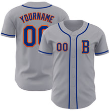 Load image into Gallery viewer, Custom Gray Royal-Orange Authentic Baseball Jersey