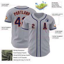 Load image into Gallery viewer, Custom Gray Navy-Orange Authentic Baseball Jersey