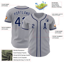 Load image into Gallery viewer, Custom Gray Navy-White Authentic Baseball Jersey