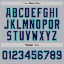 Load image into Gallery viewer, Custom Gray Navy-Teal Authentic Baseball Jersey