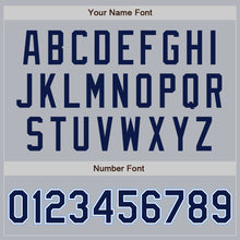 Load image into Gallery viewer, Custom Gray Navy-Light Blue Authentic Baseball Jersey