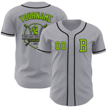 Load image into Gallery viewer, Custom Gray Neon Green-Black Authentic Baseball Jersey