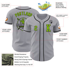 Load image into Gallery viewer, Custom Gray Neon Green-Black Authentic Baseball Jersey