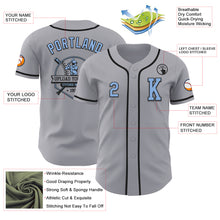 Load image into Gallery viewer, Custom Gray Light Blue-Black Authentic Baseball Jersey