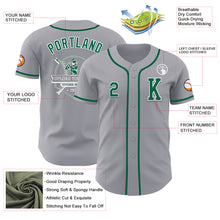 Load image into Gallery viewer, Custom Gray Kelly Green-White Authentic Baseball Jersey
