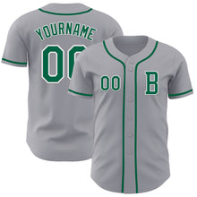 Load image into Gallery viewer, Custom Gray Kelly Green-White Authentic Baseball Jersey