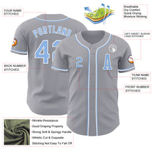 Load image into Gallery viewer, Custom Gray Light Blue-White Authentic Baseball Jersey