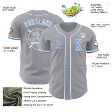 Load image into Gallery viewer, Custom Gray Light Blue-White Authentic Baseball Jersey