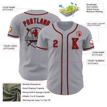 Load image into Gallery viewer, Custom Gray Red-Black Authentic Baseball Jersey
