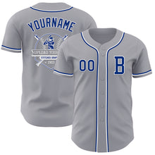 Load image into Gallery viewer, Custom Gray Royal-White Authentic Baseball Jersey