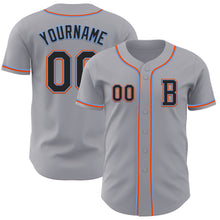 Load image into Gallery viewer, Custom Gray Black Powder Blue-Orange Authentic Baseball Jersey