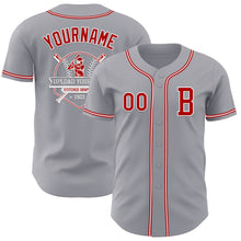 Load image into Gallery viewer, Custom Gray Red-White Authentic Baseball Jersey