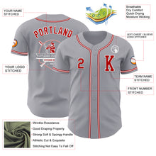 Load image into Gallery viewer, Custom Gray Red-White Authentic Baseball Jersey