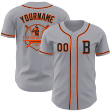 Load image into Gallery viewer, Custom Gray Black-Orange Authentic Baseball Jersey