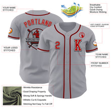 Load image into Gallery viewer, Custom Gray Red-Black Authentic Baseball Jersey
