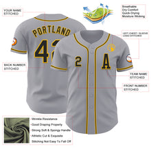 Load image into Gallery viewer, Custom Gray Black-Gold Authentic Baseball Jersey
