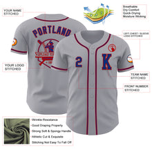 Load image into Gallery viewer, Custom Gray Royal-Red Authentic Baseball Jersey