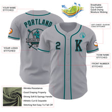 Load image into Gallery viewer, Custom Gray Black-Teal Authentic Baseball Jersey