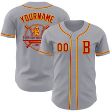 Load image into Gallery viewer, Custom Gray Red-Gold Authentic Baseball Jersey
