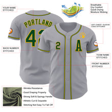 Load image into Gallery viewer, Custom Gray Green-Gold Authentic Baseball Jersey