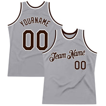 Load image into Gallery viewer, Custom Gray Brown-White Authentic Throwback Basketball Jersey