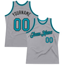 Load image into Gallery viewer, Custom Gray Teal-Black Authentic Throwback Basketball Jersey