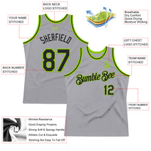 Load image into Gallery viewer, Custom Gray Black-Neon Green Authentic Throwback Basketball Jersey