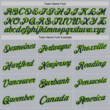 Load image into Gallery viewer, Custom Gray Navy-Neon Green Authentic Throwback Basketball Jersey