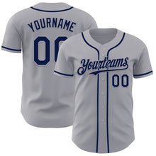 Load image into Gallery viewer, Custom Gray Navy Authentic Baseball Jersey