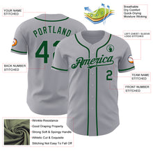 Load image into Gallery viewer, Custom Gray Green Authentic Baseball Jersey