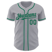 Load image into Gallery viewer, Custom Gray Kelly Green Authentic Baseball Jersey