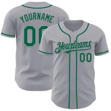 Load image into Gallery viewer, Custom Gray Kelly Green Authentic Baseball Jersey