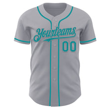 Load image into Gallery viewer, Custom Gray Teal Authentic Baseball Jersey