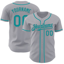 Load image into Gallery viewer, Custom Gray Teal Authentic Baseball Jersey