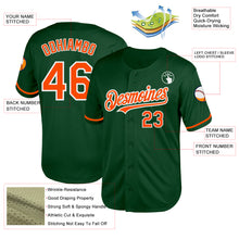 Load image into Gallery viewer, Custom Green Orange-White Mesh Authentic Throwback Baseball Jersey