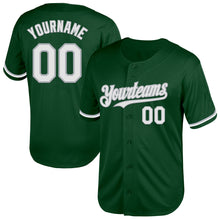 Load image into Gallery viewer, Custom Green White-Gray Mesh Authentic Throwback Baseball Jersey