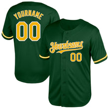 Load image into Gallery viewer, Custom Green Gold-White Mesh Authentic Throwback Baseball Jersey