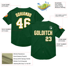 Load image into Gallery viewer, Custom Green White-Gold Mesh Authentic Throwback Baseball Jersey
