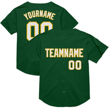 Load image into Gallery viewer, Custom Green White-Gold Mesh Authentic Throwback Baseball Jersey