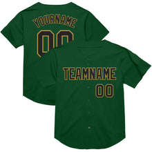 Load image into Gallery viewer, Custom Green Black-Old Gold Mesh Authentic Throwback Baseball Jersey