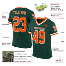 Load image into Gallery viewer, Custom Green Orange-White Mesh Authentic Throwback Football Jersey