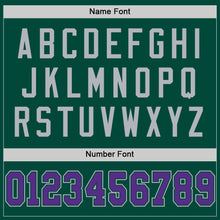 Load image into Gallery viewer, Custom Green Purple-Gray Mesh Authentic Throwback Football Jersey